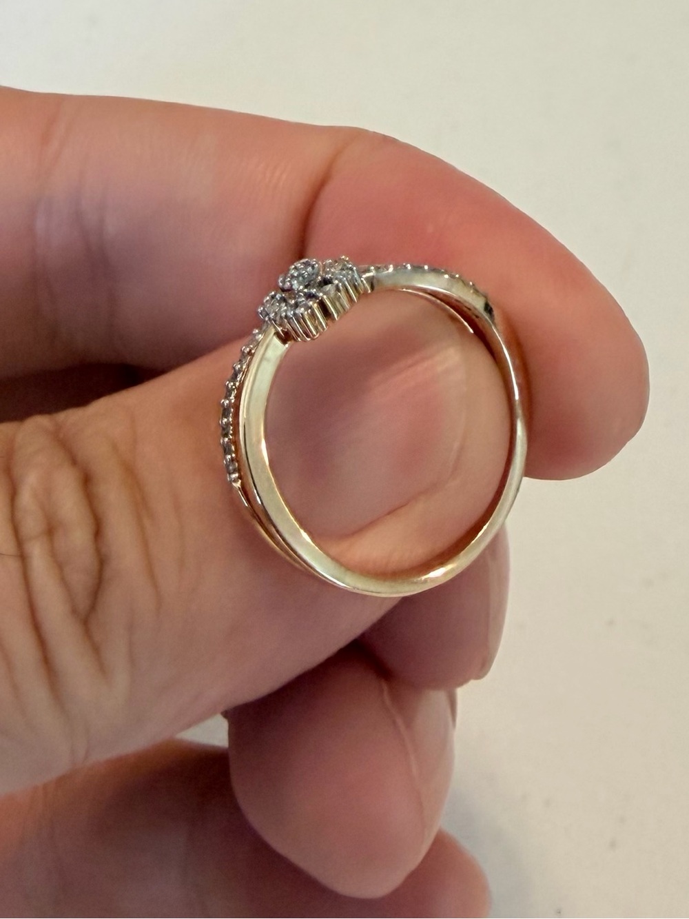 Rose Gold Floral Halo Diamond Ring. - Picture 5 of 8